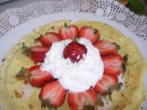 crepes pancakes with whip cream and strawberries-1